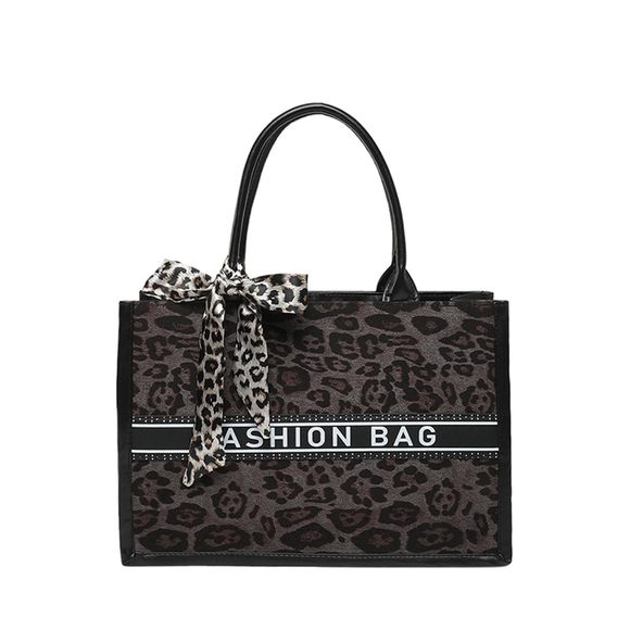 Leopard Letter Graphic Handbag Large Capacity Top Handle Square Tote :v - Picture 1 of 6
